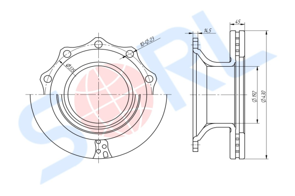Диск тормозной 430x45/160.5 10n-335-23 SAF (4079000300)